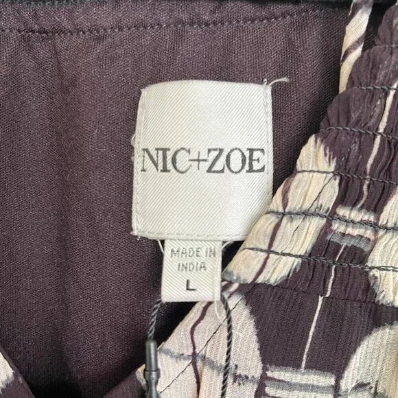 Nic + Zoe $228 Chiffon Dot Maxi Dress Size Large NWT Black White - Picture 10 of 12